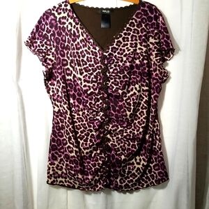 2X Purple Brown Animal print top